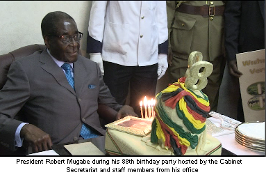 mugabe-88th-birthday The Cabinet Secretariat and staff members from the Office of the President held a birthday ceremony for President Robert Mugabe who turned 88 years this Tuesday.