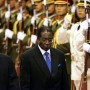 Robert Mugabe is welcomed to Beijing by the Chinese president, Hu Jintao