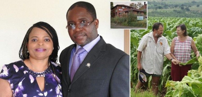 White Zimbabwean farming family are handcuffed and frogmarched off their land to make way for a black British doctor who runs a slimming clinic in Nottingham and whose wife is friend of Mugabe