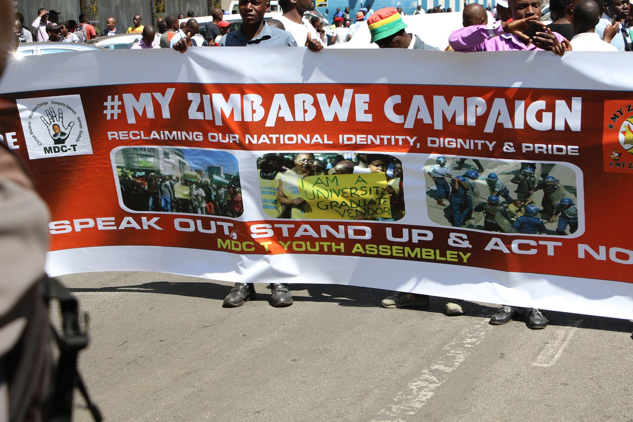The demonstration, #MyZimbabwe, was organised by the MDC-T youth wing which says it is angered by increasing heavy-handedness of the police when dealing with protesters