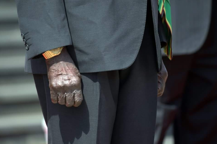 #ThisHand that got the country talking: President Robert Mugabe during the Heroes Day Celebrations this week