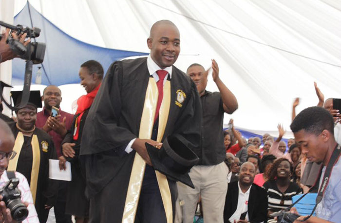 Nelson Chamisa on his graduation day from the Living Waters Theological Seminary