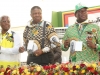 ZANU-PF Second Secretaries Phelekezela Mphoko (centre) and Emmerson Mnangagwa, the ruling party's Secretary for Administration Cde Ignatius Chombo join delegates in song and dance at the conference yesterday
