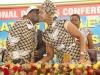 President Mugabe plants a kiss on the First Lady Amai Grace Mugabe after he delivered his closing speech at ZANU-PF's15th Annual National People's Conference in Victoria Falls yesterday. - Pictures: Believe Nyakudjara