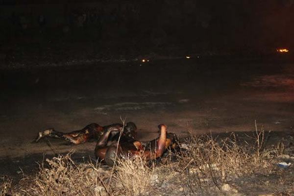 Some of the remains of the charred bodies.