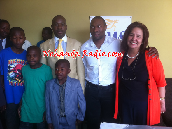Samuel Solobola (in blue suit) a product of the Chamisa Stars U12 football team from Kuwadzana is travelling to AC Milan after qualifying for trials and a sports scholarship. Pastor Nicky (right), in the picture delivered a moving prayer before the departure of the young talent. “God is amazing”, Chamisa said.