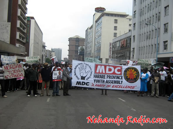 harare-province-mdc-t-youth-assembly-demonstration-590 In March 2010 the MDC-T Harare Province Youth Assembly demonstrated in the capital demanding the prosecution of Zanu PF perpetrators of political violence.