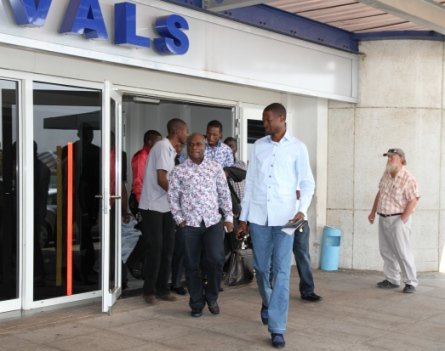 Makandiwa Boateng Prophet Victor Boateng (left) arrives at the Harare International Airport on Thursday.