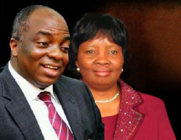 Marriage: Seen here with his wife Faith, Mr Oyedepo has a son who runs services at the chapel's London headquarters  