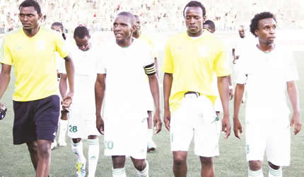 GREEN MACHINE . . . CAPS United players (from left) Winston Chiwetu, Tapiwa Khumbuyani, David Rediyoni and Pride Tafirenyika after their victory over Motor Action in a league match