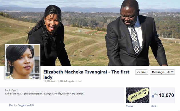 Fake Elizabeth Tsvangirai Facebook Fanpage