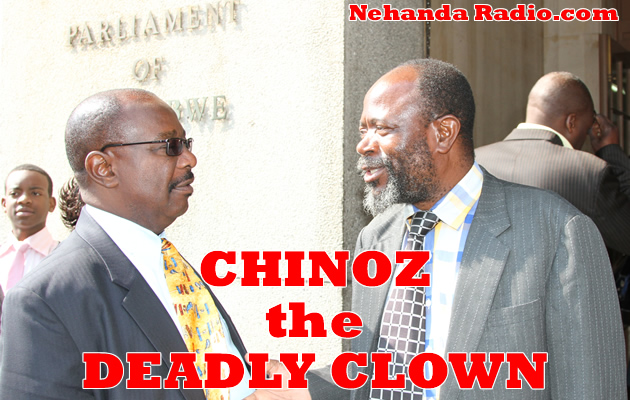 The Deadly Clown: Joseph Chinotimba (right) chats to Minister Sylvester Nguni (left)