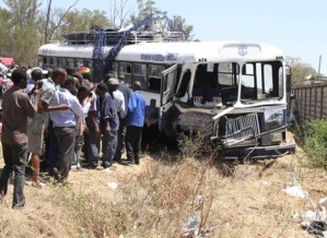 The bus that was involved in the accident with the Toyota Raum that claimed the lives of five individuals.