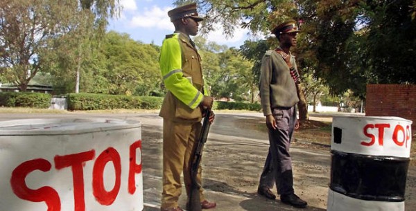 Police road block in Zimbabwe