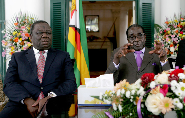 Tsvangirai seen here with Mugabe