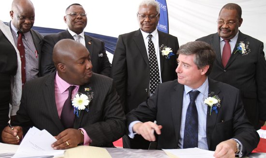 Former Empowerment Minister Savior Kasukuwere and Dave Brown from Zimplats who were arm twisted into ceding shares