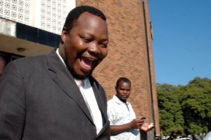 Job Sikhala shares a smile as he emerges from the Harare Magistrates Court