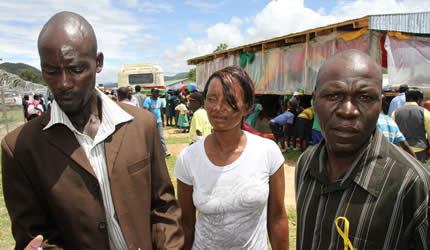 Regina Coeli bus disaster survivors (from left) Mr Moses Dudzai Nyamugunduru, Ms Sheila Doto and Mr Ignatius Bukuta re-live the 1991 horror crash last Friday