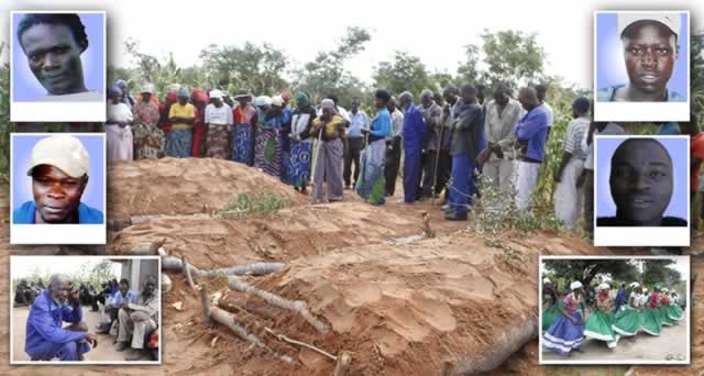 Villagers in Jabulisa area, Nkayi yesterday buried some of the illegal miners who suffocated in a disused mine in Roodepoort, Johannesburg, South Africa two weeks ago. Those involved in operations to retrieve 22 illegal miners from the disused mine said many more bodies were left trapped underground