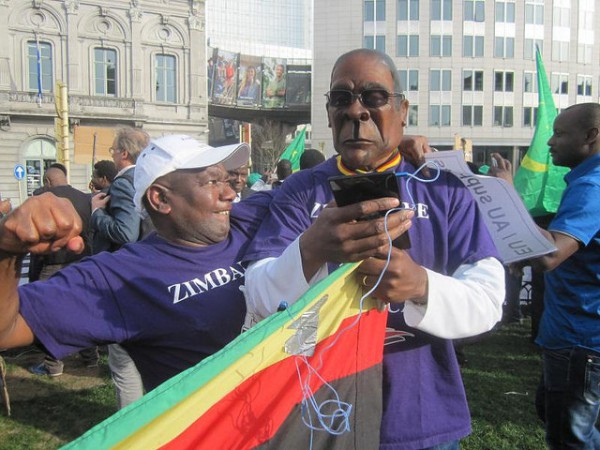 Zimbabwe Vigil members demonstrating in Brussels on the sidelines of on an EU-Africa Summit