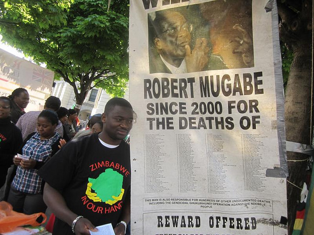 Members of the Zimbabwe Vigil demonstrating in London