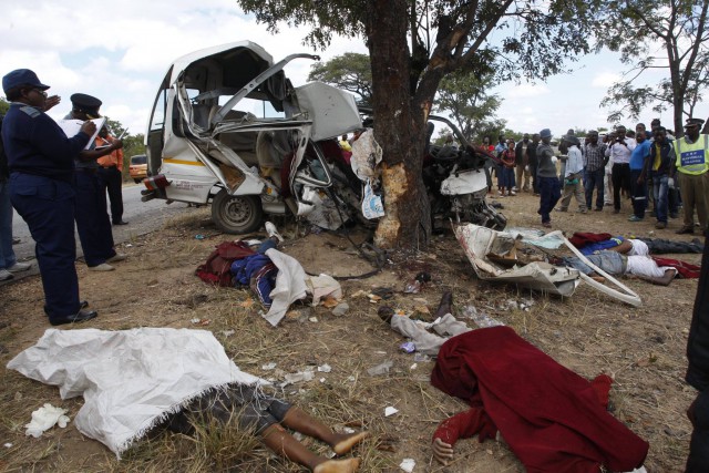 Seven people died on the spot while four others were seriously injured when a commuter omnibus they were travelling in veered off the road and hit a tree at the Chinhamo area along Seke Road today