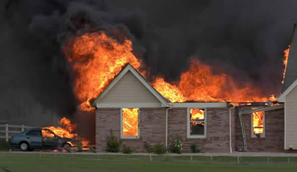 File picture of a burning house
