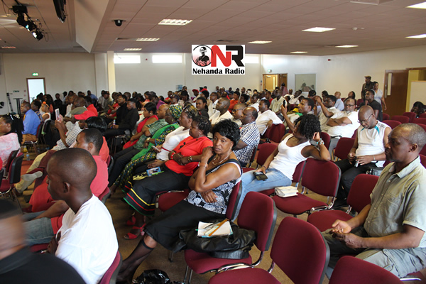 MDC-T structures in the UK listen to Morgan Tsvangirai address in Birmingham on Saturday.