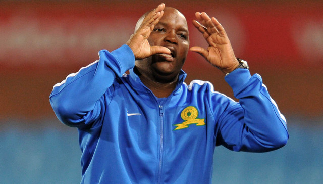Pitso Mosimane, coach of Mamelodi Sundowns reacts during the Absa Premiership football match between Mamelodi Sundowns and Black Aces at the Loftus Stadium, Pretoria on 16 April 2014