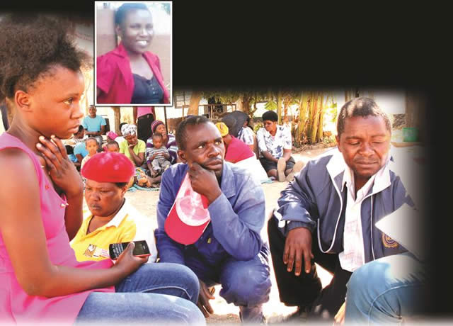 The late Catherine Ndlovu (inset), her daughter , Prioress Tshuma, and mourners gathered at the family home in Mpopoma, Bulawayo
