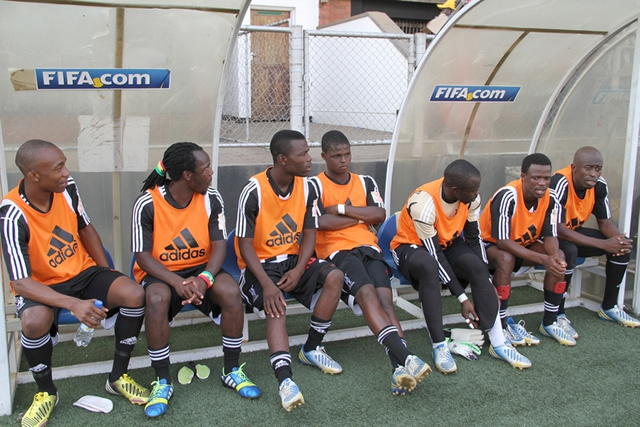 IT’S ALL GLOOMY . . . The Highlanders bench parades a number of sad faces, during their league match against Harare City, which the Bulawayo giants needed to win to be champions but, somehow, saw them collapsing to a 0-4 defeat. — Picture by William Mafunga