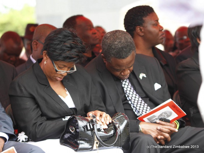 Minister Webster Shamu and his wife Constance doze off during President Robert Mugabe's speech (Picture by The Standard)