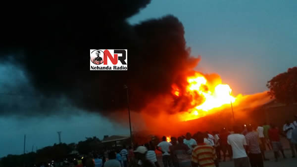 Customs Warehouse at Beitbridge Border Post on fire (Picture by Nehanda Citizen Reporters)