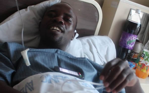 Itai Dzamara in hospital (Picture by Kumbirai Mafunda)