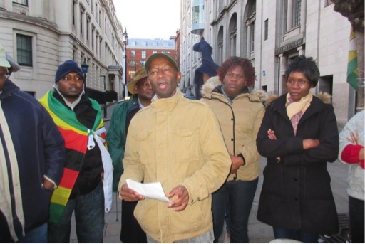 Tendai Kwari reading Itai Dzamara’s message to the protesters