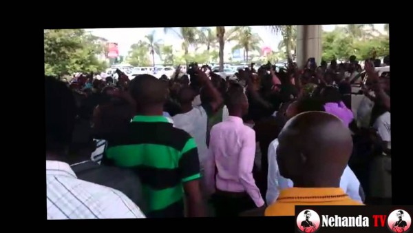 Screenshot from video of “Mugabe Must Go” demo in Zambia
