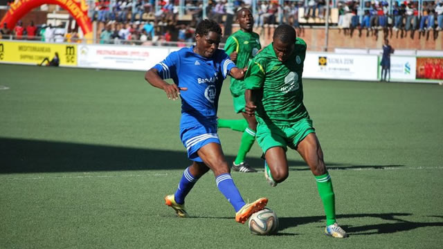 NO LOVE LOST . . . Dynamos’ new striker Kelvin Bulaji (left) in a tussle with Caps United centreback and former teammate Steven Makatuka during the Zim-Sino Cup at Rufaro a fortnight ago
