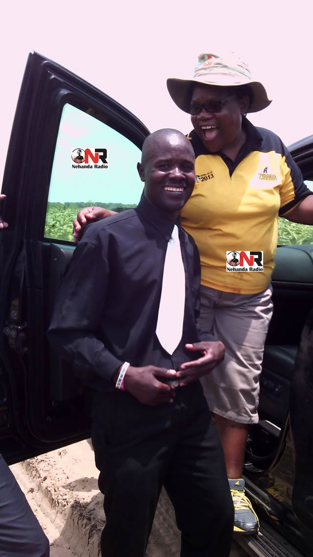 Joice Mujuru with a supporter who had paid her a courtesy call at her farm (Picture by Citizen Reporter)