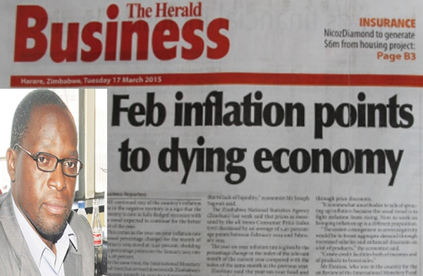 George Chisoko’s offence was to clear a report headlined “February inflation points to a dying economy” which was published by the Herald Business on March 16.