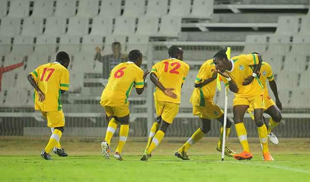 THE DANCING WARRIORS . . . Zimbabwe players dance at the corner flag after scoring against Mauritius in their Cosafa Cup Group A match at Moruleng Stadium in Rustenburg, South Africa, yesterday. — Cosafa.com
