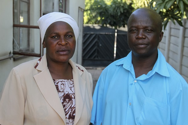 Former Zimbabwe Saints players Jimmy Phiri with his wife Jane