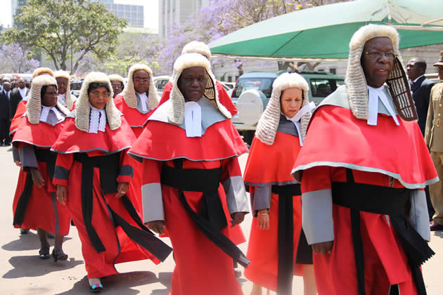 File picture of judges during a procession in the capital Harare