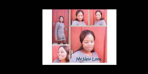 Fatuma Phiri posing with the stolen clothes before posting images on Facebook