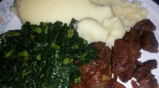 File picture of sadza, meat and vegetables