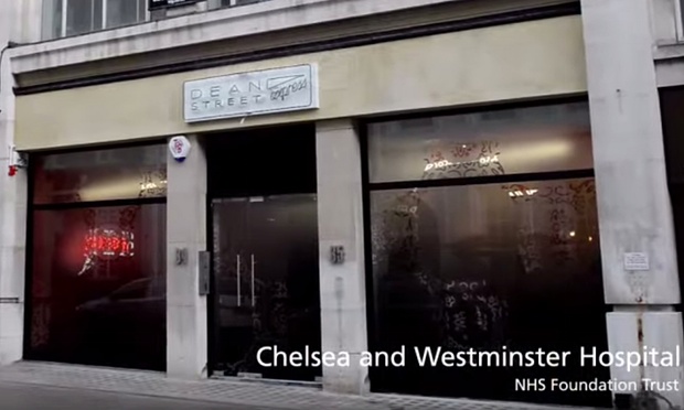 The Dean Street Express walk-in centre, run by 56 Dean Street clinic, which has mistakenly revealed HIV status of nearly 800 patients. Photograph: Chelsea and Westminster NHS Trust/Video grab
