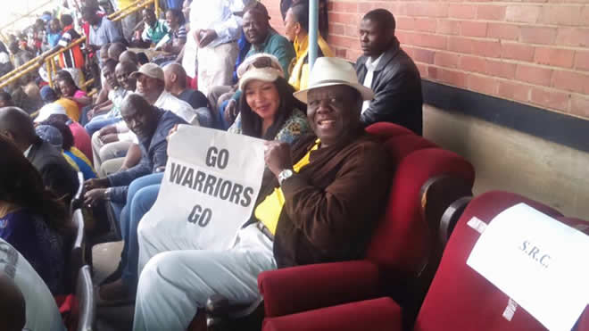 Morgan Tsvangirai and wife Elizabeth seen here at Rufaro Stadium in Mbare to support the Zimbabwe national football team