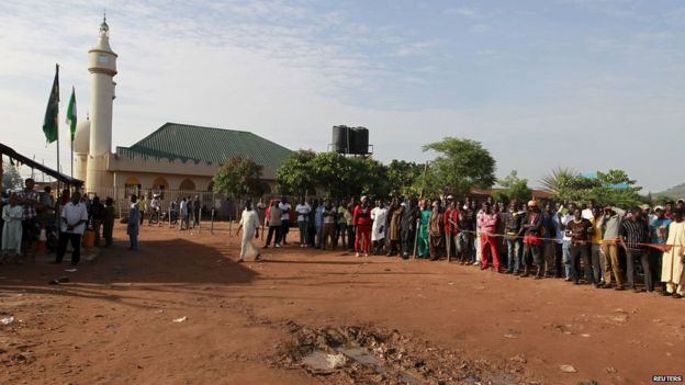 Crowds gathered at the scene of the blast in Nyana the morning after