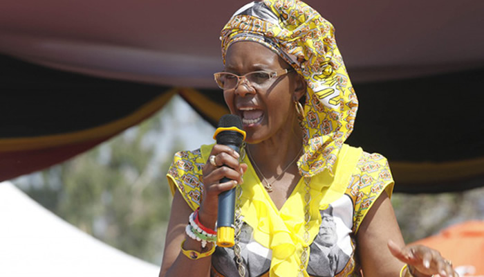 Grace Mugabe addressing one of her power exhibition rallies in Rushinga