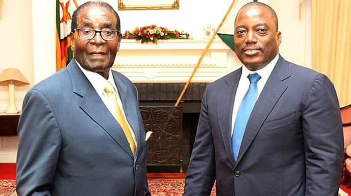 President Mugabe welcomes his DRC counterpart President Joseph Kabila at State House