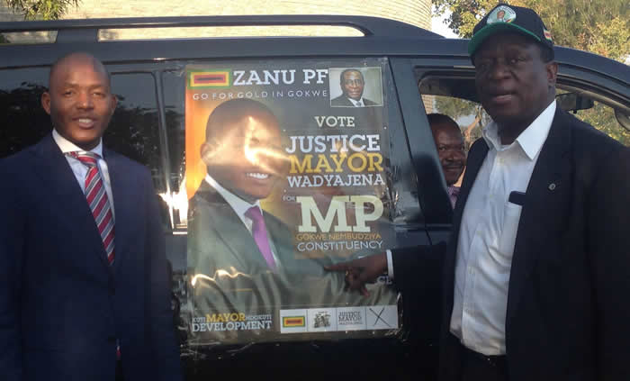 Justice Mayor Wadyajena seen here with his political godfather Vice President Emmerson Mnangagwa